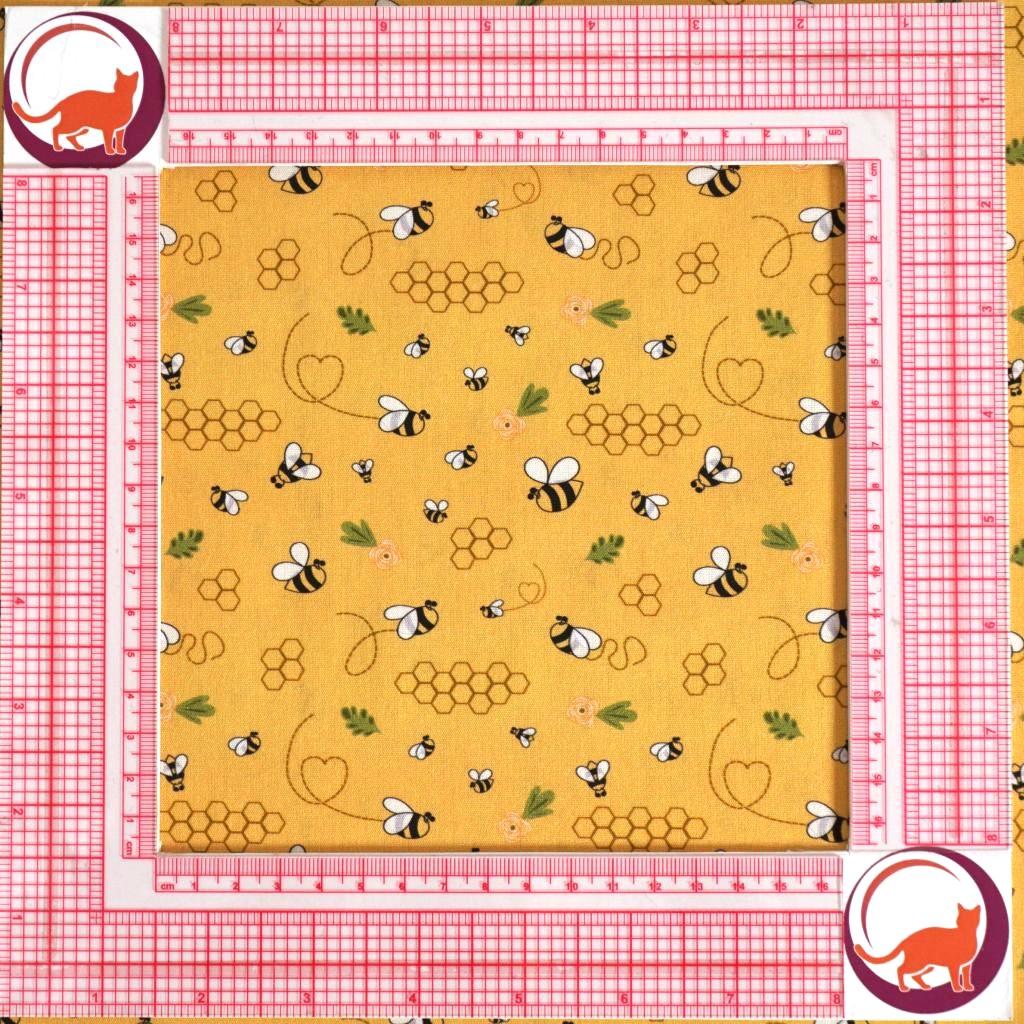 Baumwollstoff Motivdruck Honigbienen goldgelb